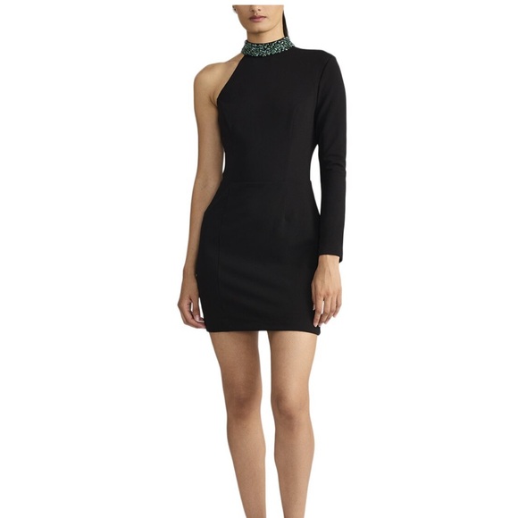 Zac Posen One Shoulder Crystal Beaded Mini Dress - Picture 1 of 4